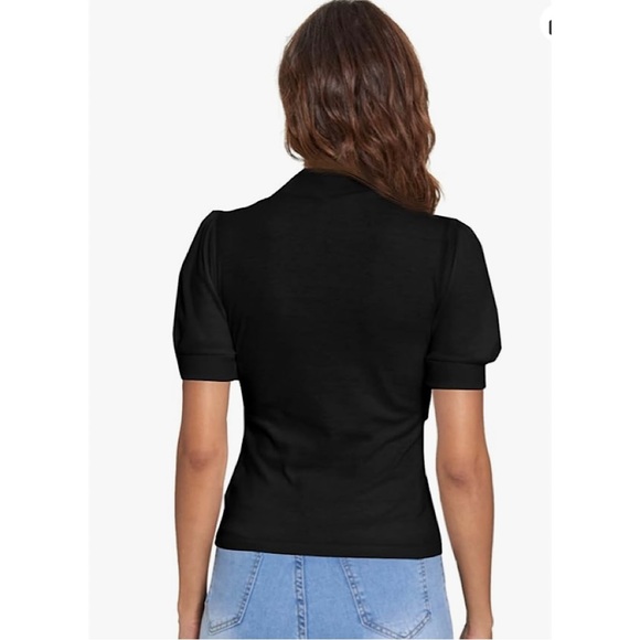 🎉Mock Neck Puff Short Sleeve Top, Women’s Size XL, Black - Picture 3 of 6